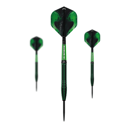 Mission Venom steel darts Das Set Mission Venom Steeldarts liegt sortiert im Bild. Das Material erscheint stabil.