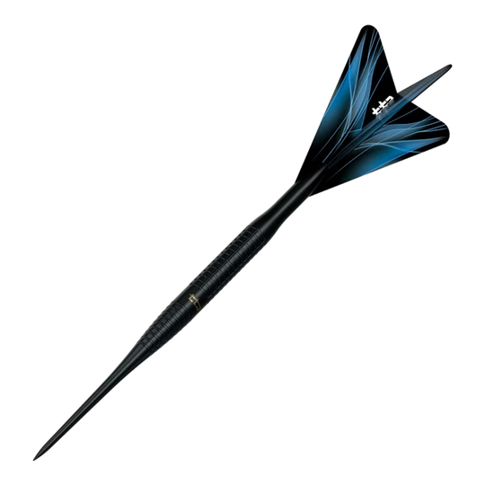 Caliburn TTD Complete Titanium T3 Black Steeldarts - 7g Das Bild zeigt die Caliburn TTD Complete Titanium T3 Black Steeldarts mit einem Gewicht von 7g. Die Darts haben ein schwarzes und titanfarbenes Design.