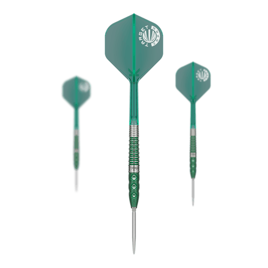 Die Abbildung zeigt die Target Japan Prime Series Motomu Sakai Xeno GEN1 Swiss Point Steeldarts. Diese Pfeile sind für den professionellen Dartsport konzipiert.