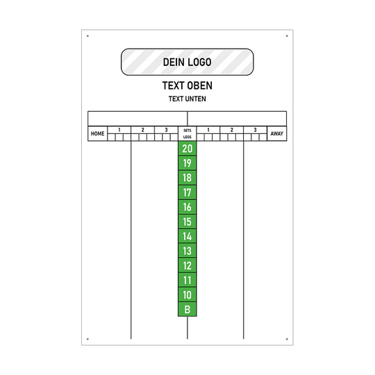 INSCORE4_Scoreboard_mit_Wunschdruck_40x60cm_Gr-n_3 Scoreboard mit Wunschdruck und deutlichen Aufdruck. Das Board ist rechteckig und stabil gestaltet.
