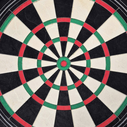Harrows Quadro 240 steel dartboard Noch ein Bild des Harrows Quadro 240 Steeldartboards ist zu sehen. Das Design ist klassisch.