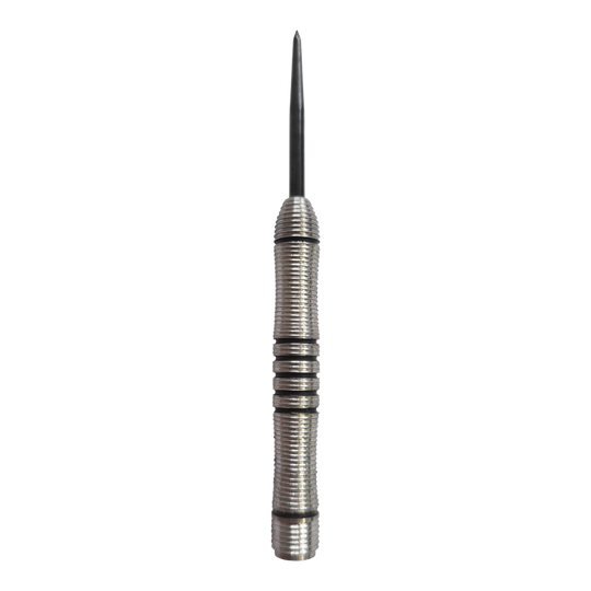 Dieses Bild zeigt die McDart Black Ring Steeldart-Barrels - 24g. Die Barrels sind schwarz und besitzen eine gerillte Oberfläche.