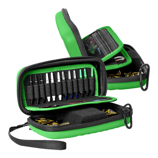 Beazd Orbis S Dartcase - Green Das Bild zeigt eine Beazd Orbis S Dartcase. Die Darttasche bietet Platz für Darts und Zubehör.