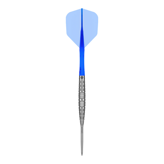 Caliburn Rix EZ-EVO R6 steel darts Das Produkt Caliburn Rix EZ-EVO R6 Steeldarts wird gezeigt. Die Aufnahme hebt die Gestaltung und die Struktur des Darts hervor.