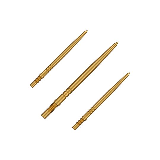 Shot Turbo Point Dart Tips - Gold Das Set besteht aus mehreren goldfarbenen Dartspitzen mit feiner Gravur. Sie sind für den Austausch bestimmt.