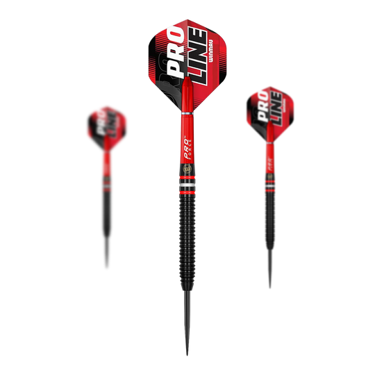Winmau Pro-Line 90% Steeldarts werden hier dargestellt. Es sind hochwertige Steeldarts für präzises Dartspiel.
