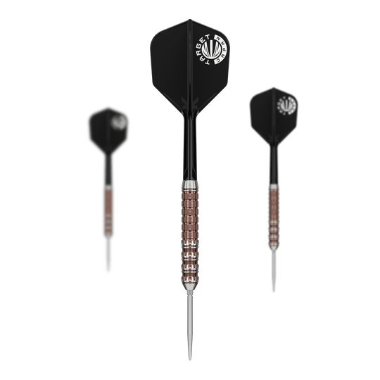 Target Japan Prime Series George Nishitani Raptor GEN6 Swiss Point Steeldarts sind abgebildet. Das Produkt ist für professionelle Dartspieler geeignet.