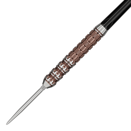 Hier sind die Target Japan Prime Series George Nishitani Raptor GEN6 Swiss Point Steeldarts zu sehen. Die Darts haben ein modernes Design.