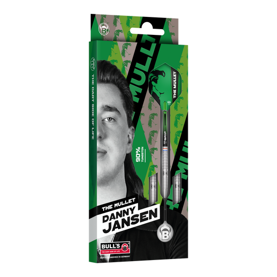 Bulls Danny Jansen G2 steel darts Das Produkt Bulls Danny Jansen G2 Steeldarts wird gezeigt. Das Bild veranschaulicht die Bauweise und Details des Steeldarts.