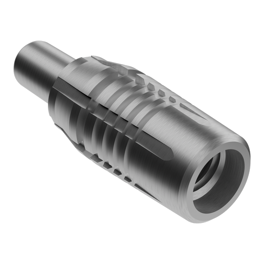 Shot Threadhead Point Adapter Ein einzelner Adapter für Dartspitzen in Silber ist abgebildet. Das Produkt ist robust gefertigt.