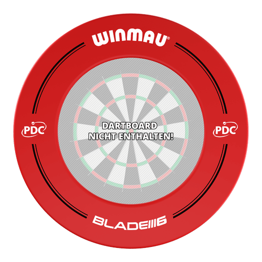 Winmau PDC Dartboard Surround - Red Das Bild zeigt einen roten Winmau PDC Dartboard Surround. In der Mitte steht: "Dartboard nicht enthalten!"