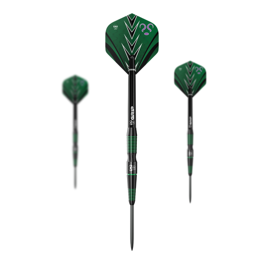 Bulls Brian Raman G2 steel darts Auf dem Bild ist ein Set der Bulls Brian Raman G2 Steeldarts dargestellt. Das Set ist für Steeldart-Enthusiasten geeignet.