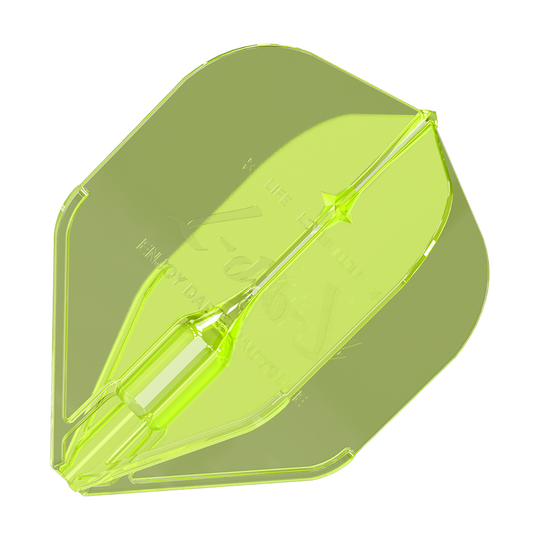 L-Style Fantom L1EZ Flights Neon Yellow Das Bild zeigt das Produkt 'L-Style Fantom L1EZ Flights Neongelb'. Es handelt sich um ein transparentes, neongelbes Dartflight-Zubehör.