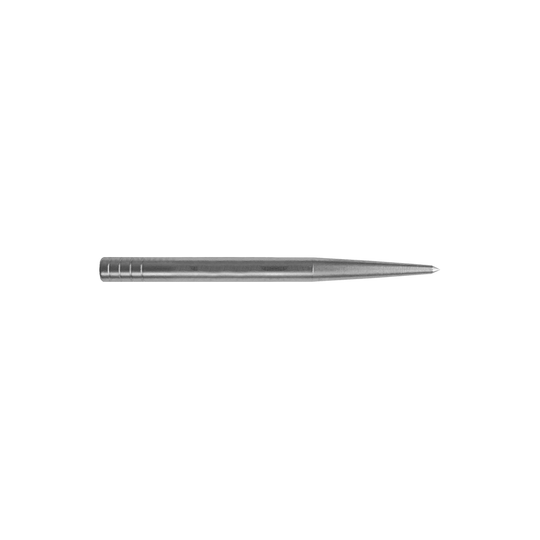 Condor Beak Point Without Cut dart tips Das Bild zeigt eine silberne Dartspitze, die lang und schmal ist. Sie hat keine zusätzlichen Schnitte und misst 32 mm in der Länge.