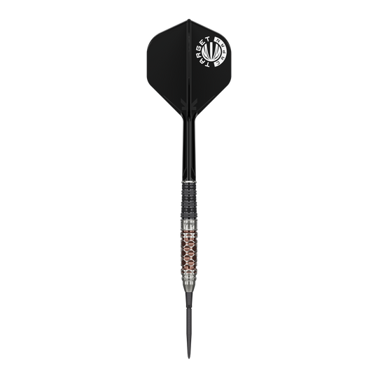 Target Japan Charis GEN6 Swiss Point Steeldarts - 23g sind Steeldarts der Marke Target. Das Bild zeigt die hochwertige Verarbeitung und das Design der Darts.