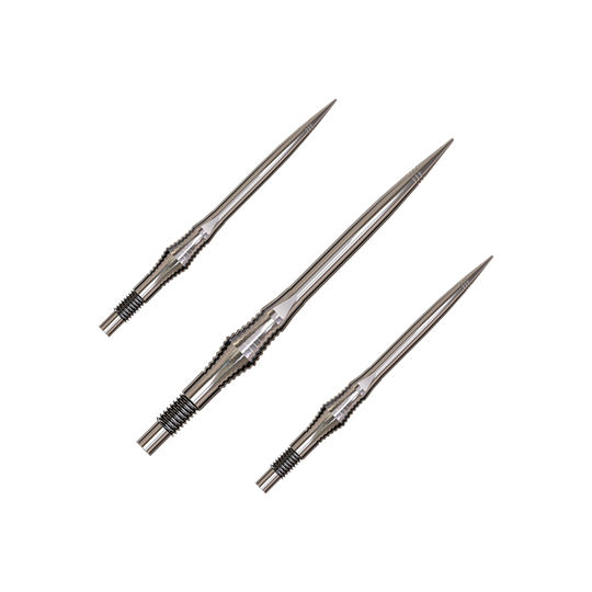 Harrows Quick Point Spire Elite Series Dartspitzen - Silber Spire Silver Elite Serie Dartspitzen in 35mm Länge werden abgebildet. Das Set enthält mehrere Spitzen.