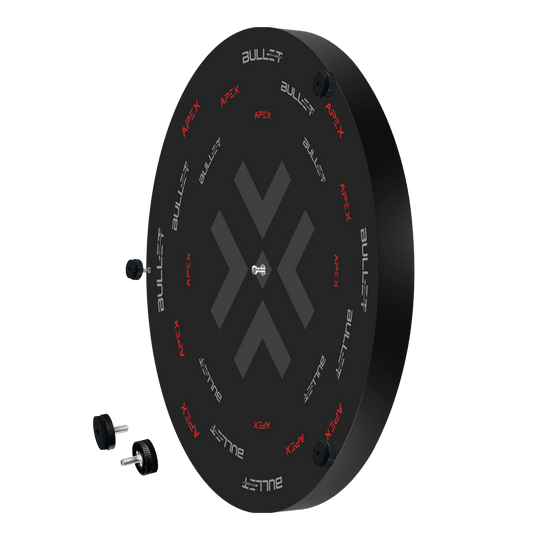 Bullet Apex steel dartboard Dies ist das Bullet Apex Steeldartboard. Das Bild zeigt das Produkt in Nahaufnahme.