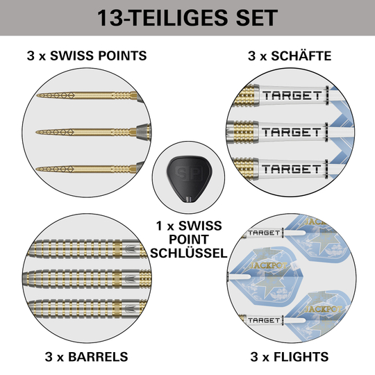 Target Adrian Lewis Showdown Swiss Points Steeldarts Das Foto zeigt die Target Adrian Lewis Showdown Swiss Points Steeldarts. Dieses Produkt ist ideal für ambitionierte Dartspieler.
