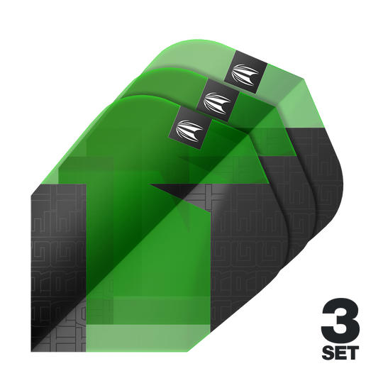 Target Pro Ultra TAG Green Ten-X Standard Flights - 3 Sets Mehrere Target Pro Ultra TAG Gr n Ten-X Standard Flights - 3 Sets sind aufgereiht. Die Kanten der Flights sind klar definiert.