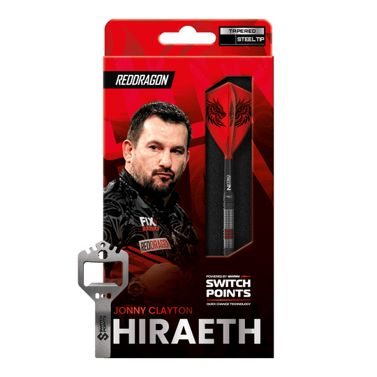 Red Dragon Jonny Clayton Hireath Switch Point Steel Darts Red Dragon Jonny Clayton Hireath Switch Point Steeldarts sind abgebildet. Die Darts zeichnen sich durch ihr elegantes Design und hochwertige Verarbeitung aus.