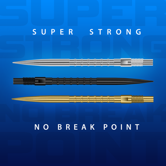 Harrows Quick Point Heavy Metal Dart Tips - Gold Harrows Quick Point Heavy Metal Dartspitzen in Schwarz werden gezeigt. Sie haben eine strukturierte Oberfläche für besseren Halt.