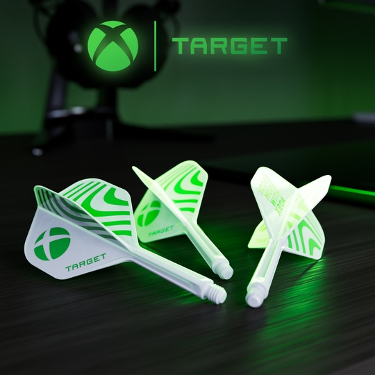 Zu sehen ist das Produkt Target Xbox K-Flex No6 Flights in Weiß. Dieses Zubehör ist für Dartpfeile geeignet.