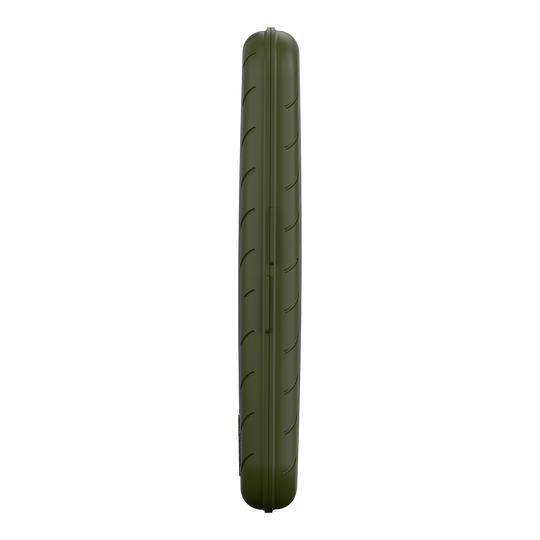 Harrows Slimcase Dart Case Auf dem Bild ist ein schlankes, grünes Etui von der Seite zu sehen. Das Etui hat eine glatte Oberfläche mit leichten Rillen.