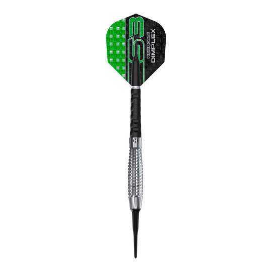Harrows Dimplex S3 Bomb soft darts Ein einzelner Harrows Dimplex S3 Bomb Softdart ist auf dem Bild zu sehen. Die Oberfläche hat eine erkennbare Struktur.