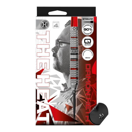 Harrow's Damon Heta Series 4 Quick Point steel darts Abgebildet sind die Harrows Damon Heta Series 4 Quick Point Steeldarts. Diese Darts zeichnen sich durch ein modernes Design und ausgezeichnete Flugeigenschaften aus.
