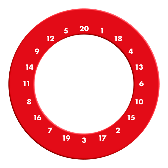 HD Numbers Dartboard Surround - Custom Colors Zu sehen ist ein roter Dartboard Surround ohne Logo. Das Produkt besitzt Zahlen im HD-Design.