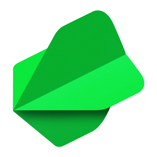 Nylon Fabric Flights N5 - Standard - Neon Green Das Bild zeigt einen leuchtend neongrünen Nylon-Stoff Flight in der Form N5. Die Oberfläche hat eine feine, strukturierte Musterung.