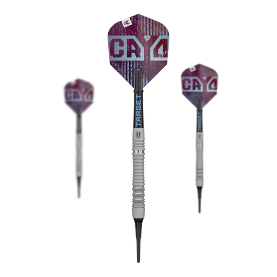 Target Cryo 13 Softdarts Zu sehen ist ein Set der Target Cryo 13 Softdarts. Das Bild zeigt alle enthaltenen Darts des Sets.