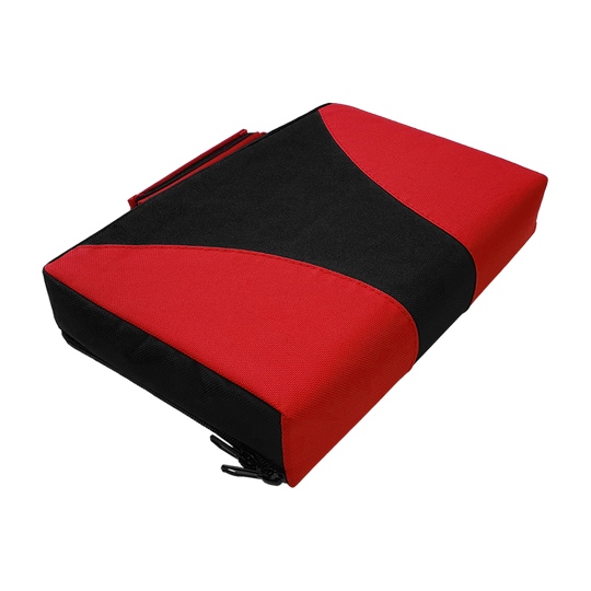 Pak4_Master_Pak_Multi_Darttasche_Rot_Schwarz_3 Die Abbildung zeigt die Master Pak Multi Darttasche in den Farben Rot und Schwarz. Die Tasche ist rechteckig und hat ein modernes, zweifarbiges Design.