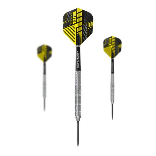 Harrows NX90 Parallel Quick Point Steel Darts Gezeigt wird ein Set der Harrows NX90 Parallel Quick Point Steeldarts. Das Set eignet sich ideal für Turnier- und Freizeitspieler.