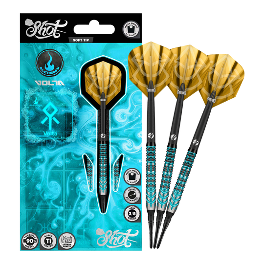 Shot Alchemy Volta Soft Darts - 20g Auf dem Bild sind die Shot Alchemy Volta Softdarts - 20g zu sehen. Die Softdarts sind vollständig abgebildet.