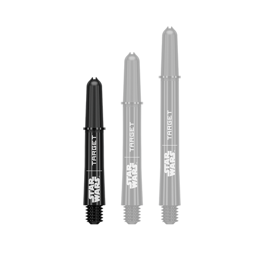 Target Star Wars ProGrip Shafts - Black Abbildung eines kurzen Dart-Schafts aus der Datei 380420_Target_StarWars_ProGrip_Shafts_Schwarz_Short_34mm_1. Es handelt sich um einen schwarzen ProGrip Dart-Schaft in kurzer Ausführung.