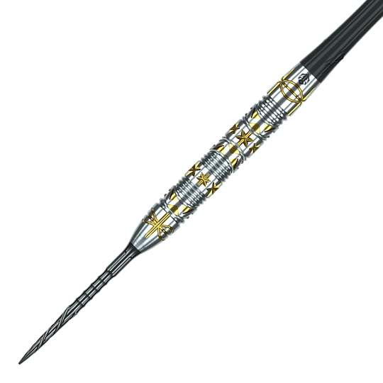 Caliburn Halo H1 steel darts - 22.5 g Das Bild zeigt die Caliburn Halo H1 Steeldarts mit einem Gewicht von 22,5 g. Die Darts haben ein elegantes Design und sind besonders für präzise Würfe geeignet.