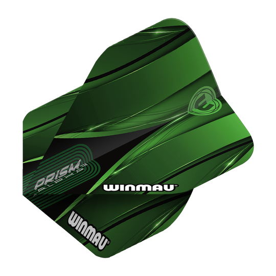 Winmau Alpha Sniper Green Standard Flights Abgebildet sind Winmau Alpha Sniper Green Standard Flights einzeln und aus einer anderen Perspektive. Die Kanten und das Design sind gut sichtbar.