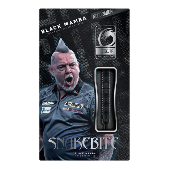 Red Dragon Peter Wright Snakebite Black Mamba Steeldarts Red Dragon Peter Wright Snakebite Black Mamba Steeldarts, Nahaufnahme von mehreren Darts. Hochwertige Verarbeitung und modernes Design.