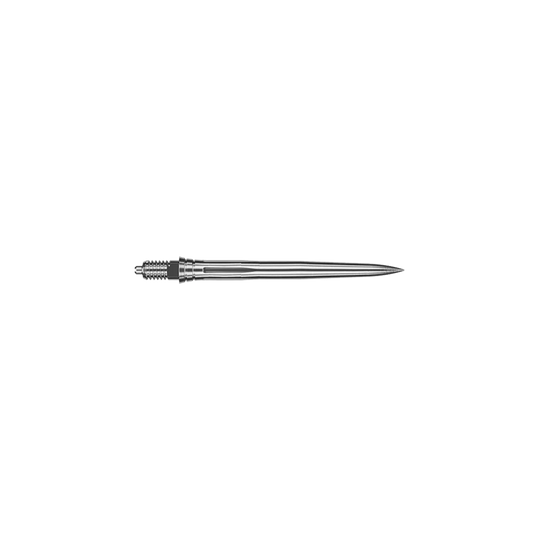 Caliburn EZ-EVO dart tips - Smooth - Silver Auf dem Bild ist eine glatte silberne Dartspitze zu sehen. Sie ist wahrscheinlich 28 mm lang.