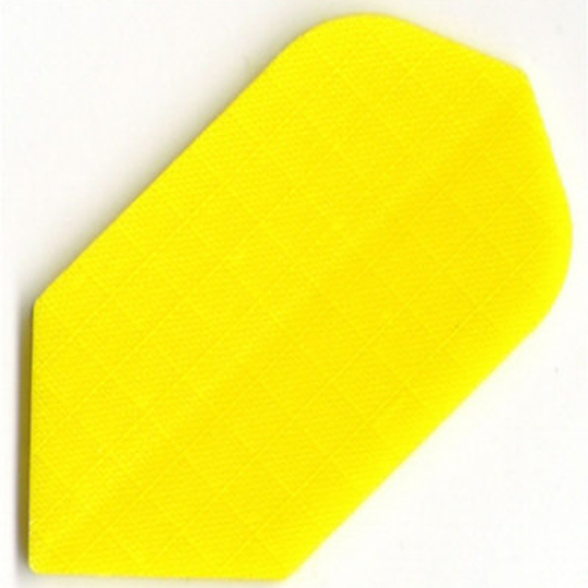 n12 Das Bild zeigt das Produkt "Nylon-Stoff Flights N12" in leuchtendem Gelb. Es handelt sich um einen speziell geformten Dartflight aus Nylonstoff.