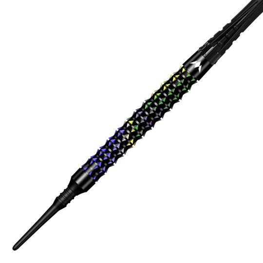 Mission Black Opal Soft Darts - 20g Mission Black Opal Softdarts - 20g wird seitlich präsentiert. Das Design betont die schwarze Oberfläche und die hochwertige Verarbeitung.