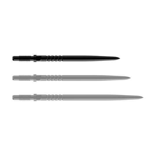 Abgebildet ist ein Dartspitzen-Set. Es handelt sich um BullsNL Convertible Points mit Ringed Grip in Schwarz, 32mm.