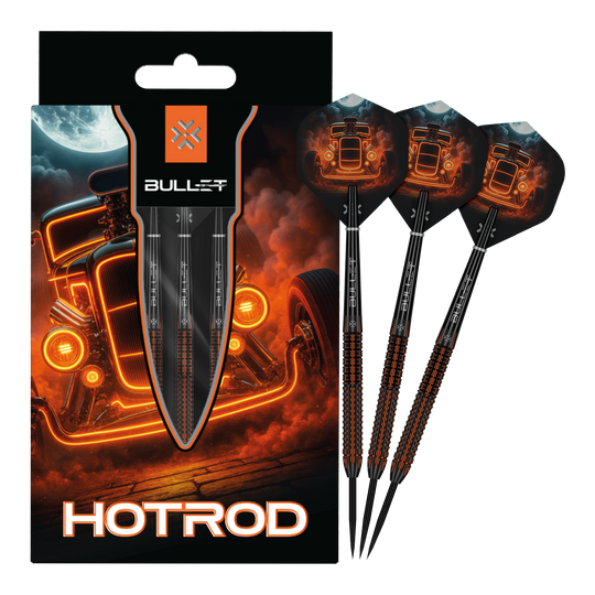Bullet Hotrod Steel Darts Bullet Hotrod Steeldarts sind zu sehen. Das Bild zeigt das vollständige Set der Steeldarts.