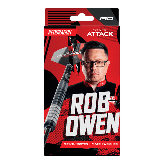 Red Dragon Rob Owen Stack Attack Steeldarts - 22g Red Dragon Rob Owen Stack Attack Steeldarts - 22g ist ein Dartpfeil-Set mit einem Gewicht von 22 Gramm. Das Produkt ist ideal für Dartspieler aller Erfahrungsstufen.