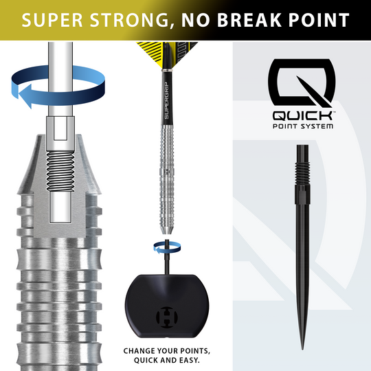 Harrows NX90 Parallel Quick Point Steel Darts Harrows NX90 Parallel Quick Point Steeldarts sind auf diesem Bild zu sehen. Das Produkt bietet eine ausgezeichnete Balance für Dartspieler.