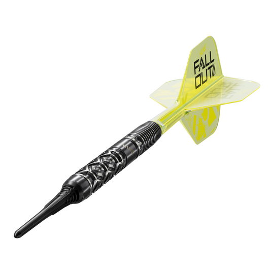 Target Luke Littler Nuke Fallout Soft Darts - 19g Das Bild zeigt die Target Luke Littler Nuke Fallout Softdarts - 19g. Es handelt sich um hochwertige Softdarts, ideal für Präzisionsspieler.