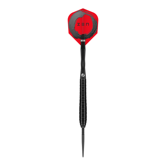 Shot ZEN Torpedo Turbo Point Steel Darts - 23g Auf diesem Bild sind die Shot ZEN Torpedo Turbo Point Steeldarts - 23g zu sehen. Die Steeldarts werden präsentiert.