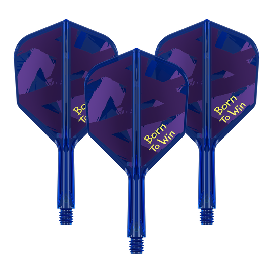 Target K-Flex Luke Littler Born To Win World Champion No6 Flights Das Bild zeigt ein Set von Dartflights mit modernen Mustern. Das Set besitzt eine hochwertige Verarbeitung.