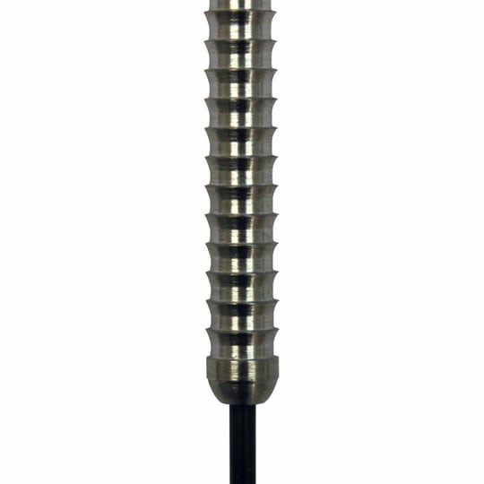 mcusst Das Bild zeigt ein Ultra Shark Steel Barrel, das für Dartpfeile verwendet wird. Das Barrel besteht aus silberfarbenem Metall mit einer geriffelten Oberfläche für besseren Halt.